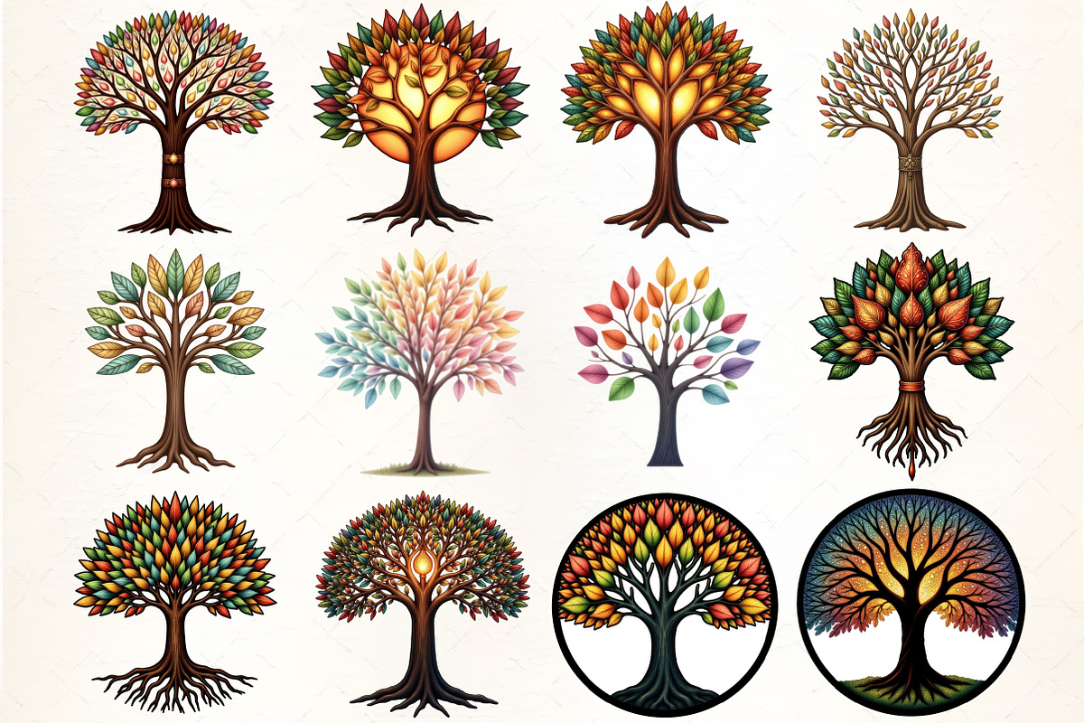 Tree of Life Stained Glass Clipart, an Illustration by CrexoraLab (Photo 1 of 5)