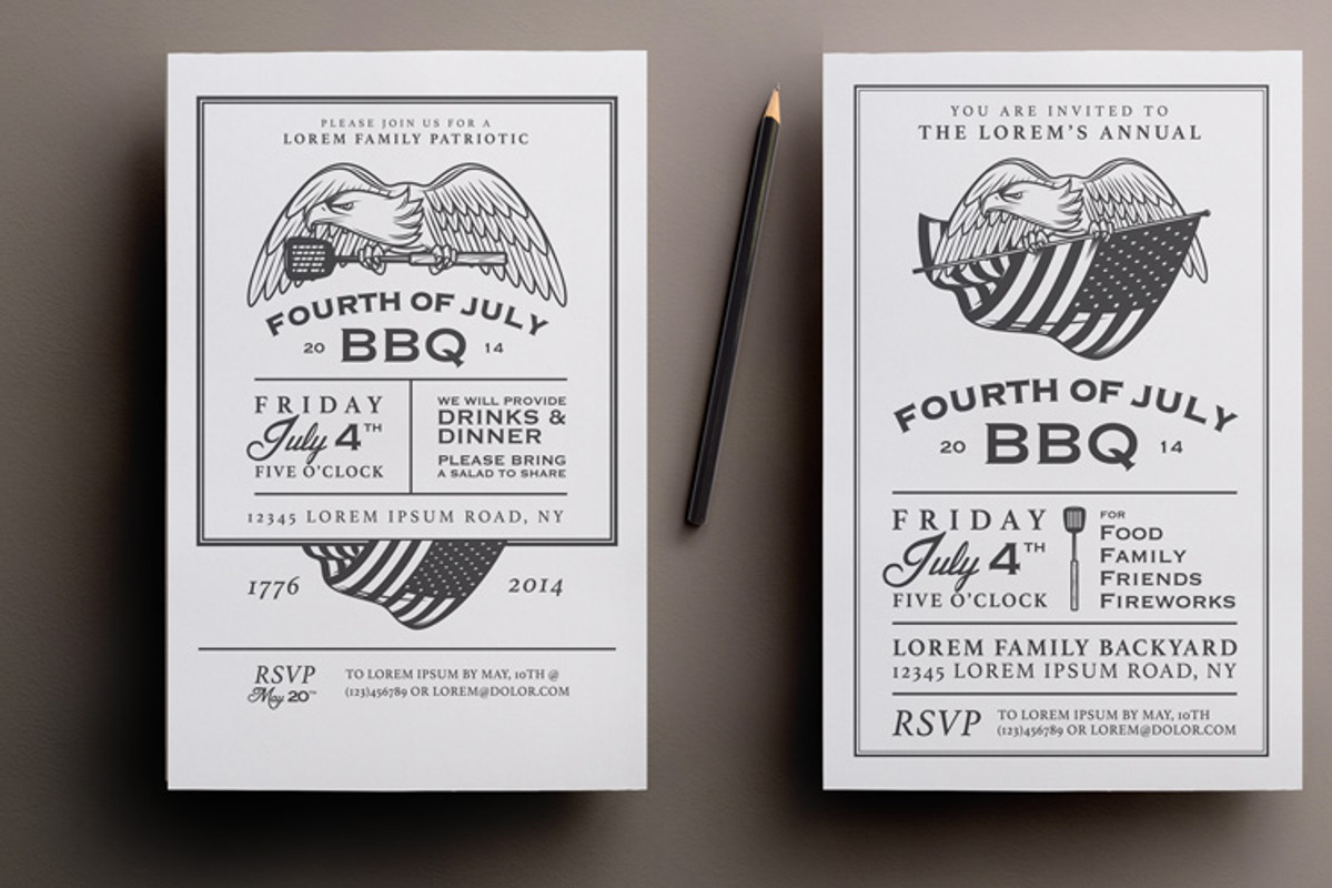 Two 4th of July bbq invitations, an Invitation Template by 1baranov (Photo 1 of 3)