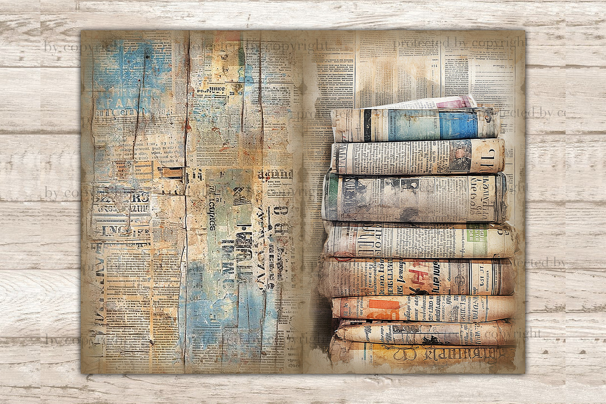 Newspaper Journal Card, a Decorative Illustration by GlamArtZhanna (Photo 6 of 9)