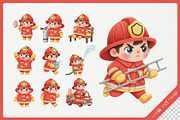 Cute Firefighter Kid Cartoon, a Work Illustration by Gohsantosa (Thumbnail 3 of 4)
