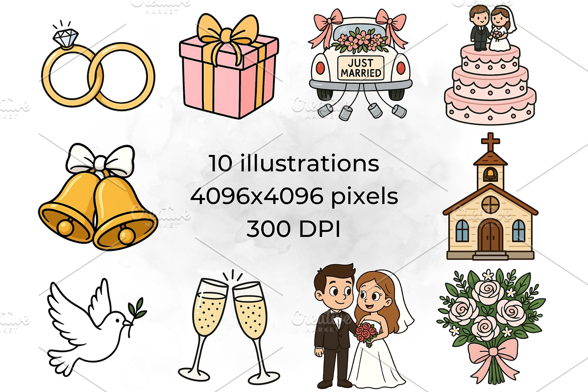 Wedding Clipart Bridal Collection, a Decorative Illustration by QM_ART (Photo 2 of 7)