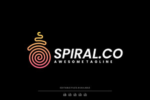 Spiral Line Art Gradient Logo