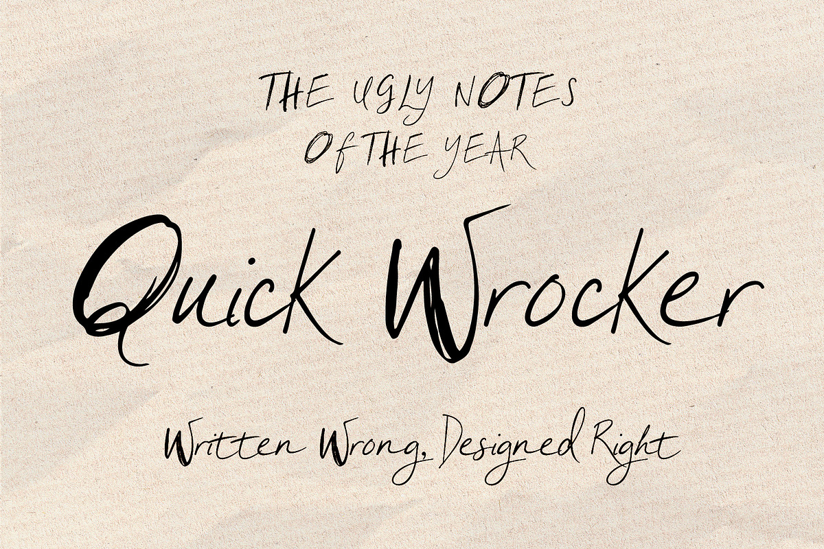 Quick Wrockers - the Ugly Notes, a Handwritten Font by HypeWorksCo (Photo 1 of 19)