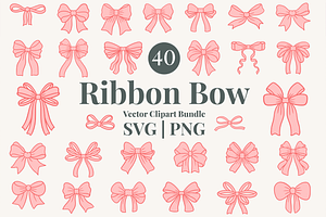 Coquette Ribbon Bow Vector Bundle