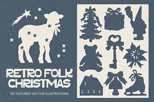 Retro Folk Christmas: 110 Graphics, a Seasonal Illustration by Veyla