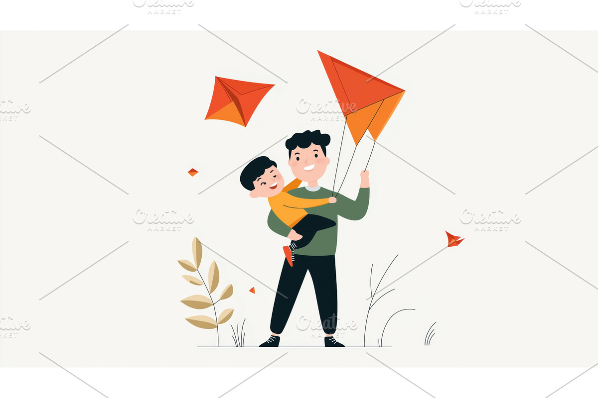 Illustration of a father and son, a Sport Illustration by Sergey Kotenev