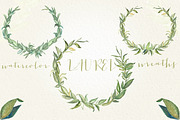 Laurel foliage wreaths. Watercolor., a Texture Illustration by LABFcreations (Thumbnail 4 of 5)