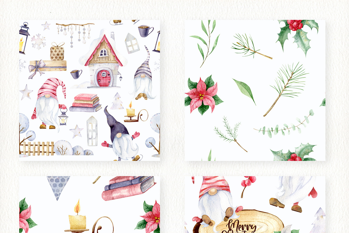 Christmas gnome watercolor clipart, a Decorative Illustration by Nebbia (Photo 9 of 12)