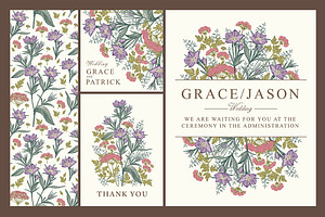 3 Wedding Cards Seamless Pattern