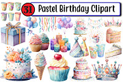 Pastel Birthday Clipart, an Illustration by Design Market (Thumbnail 1 of 3)