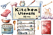 Kitchen Utensils Collection Clipart, a Food Illustration by Watercolor Digital (Thumbnail 1 of 9)