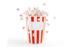 3d Render Icon Of Full Popcorn