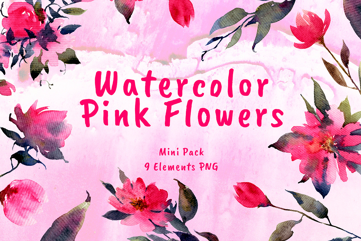 Watercolor Pink Flowers Mini Pack, an Object Graphic by Nadiia Hanina (Photo 1 of 2)