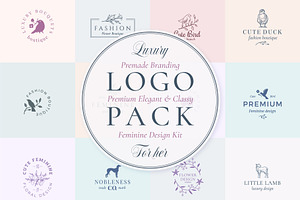 Elegant Feminine Premade Logos Set, a Branding & Logo Template by Createvil