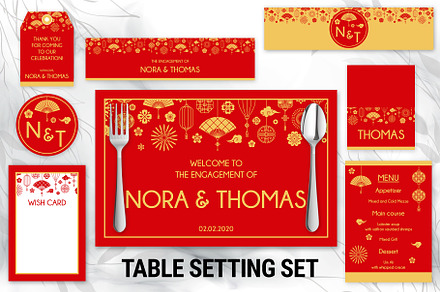 Oriental Asian Table Setting Set