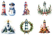 Christmas Lighthouse Clipart, an Illustration by DreamArtGraphic (Thumbnail 3 of 6)