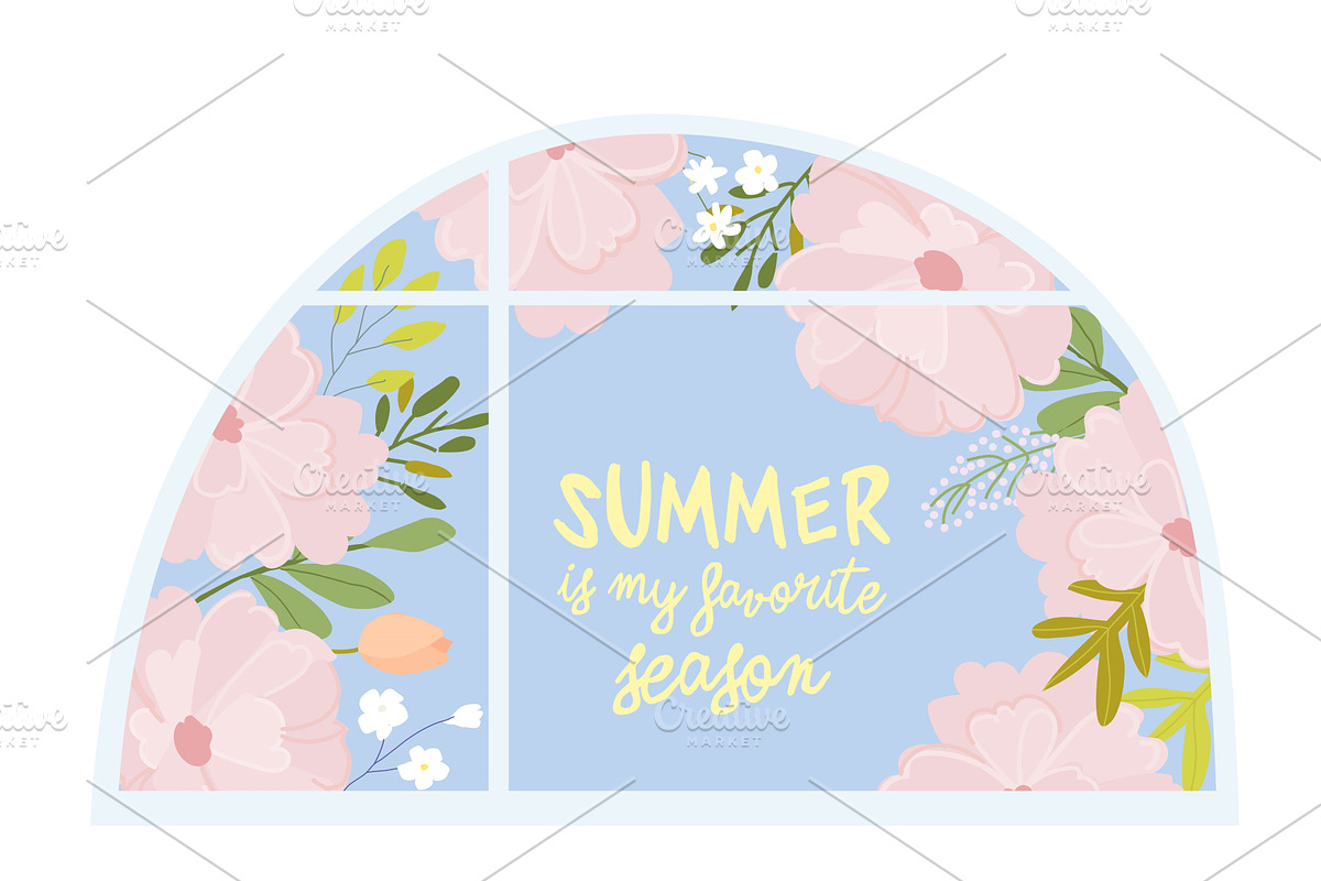 Summer open house window frame, an Object Illustration by Maria Starus