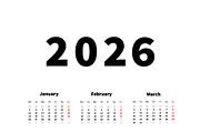 2026 year simple vertical calendar | Graphic Objects ~ Creative Market