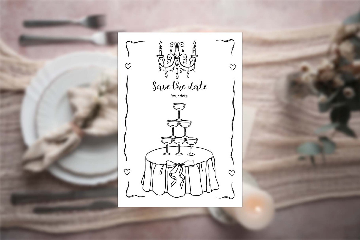 Wedding Line Art Vector Set, an Object Illustration by VerAna (Photo 3 of 18)
