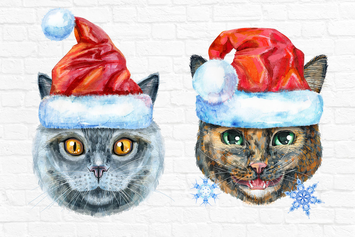 Christmas cats, an Animal Illustration by Watercolor fantasy (Photo 2 of 7)