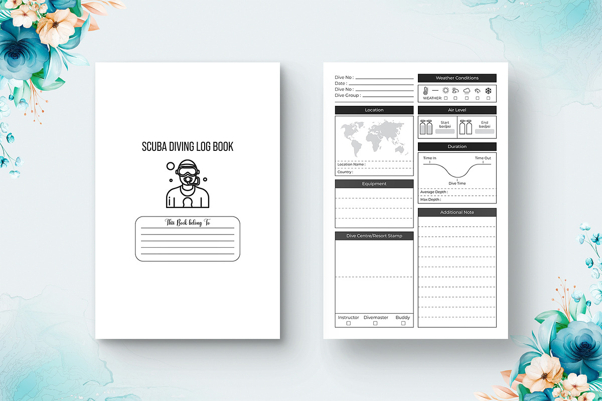 Editable Scuba Diving Logbook, a Templates & Theme by Mondols Graphic (Photo 2 of 2)