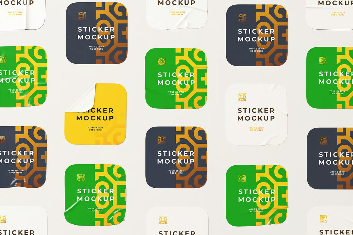 Square Sticker Mockup, a Packaging Mockup by zpackcreative (Photo 2 of 6)