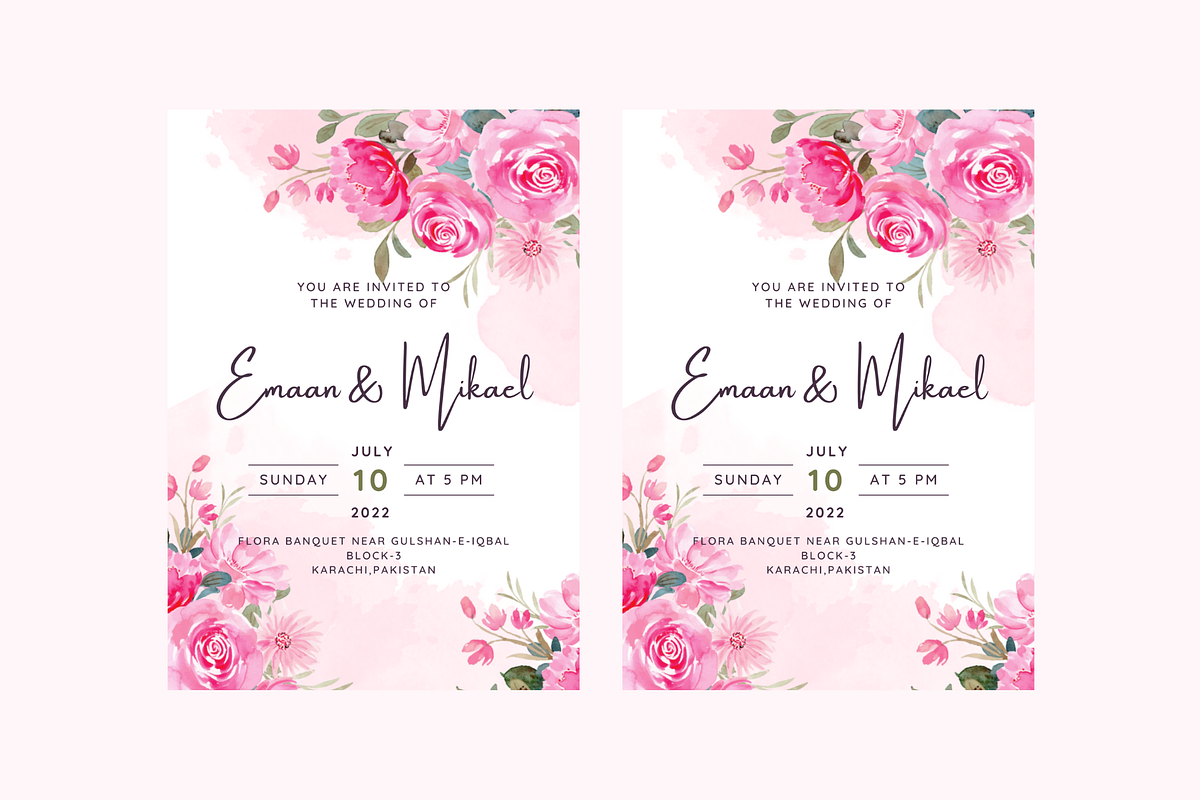 Pink Wedding Invitation Card, an Invitation Template by Weddinginvitation by Fati