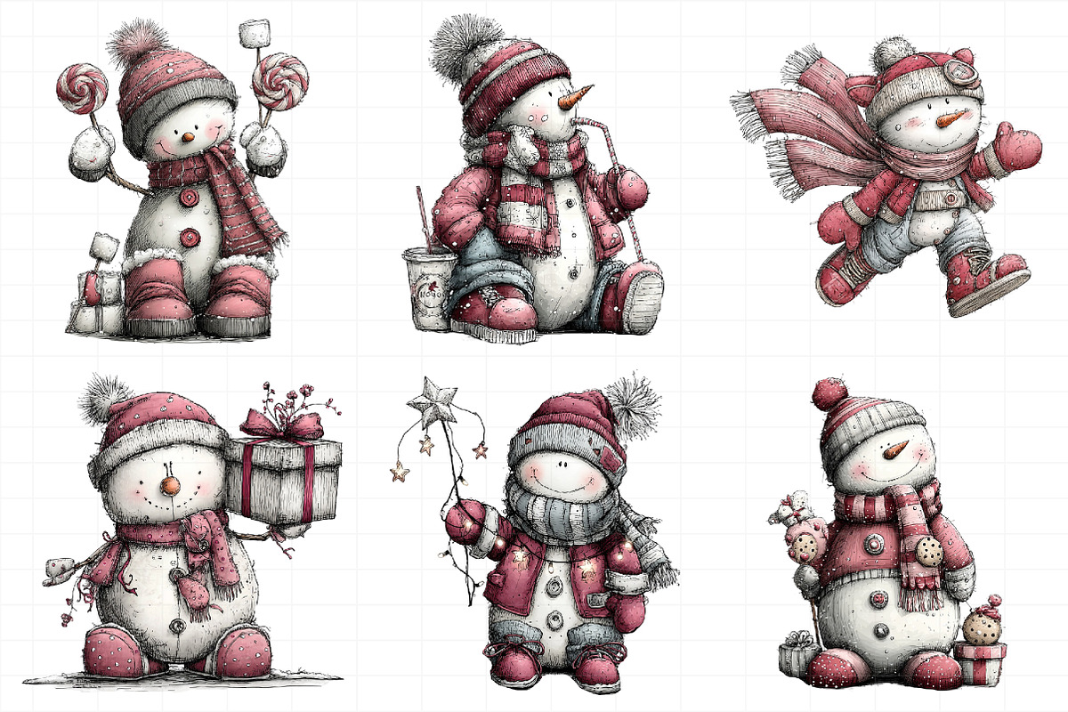 Whimsical Christmas Snowman Clipart, an Illustration by Daily.Designs (Photo 4 of 5)