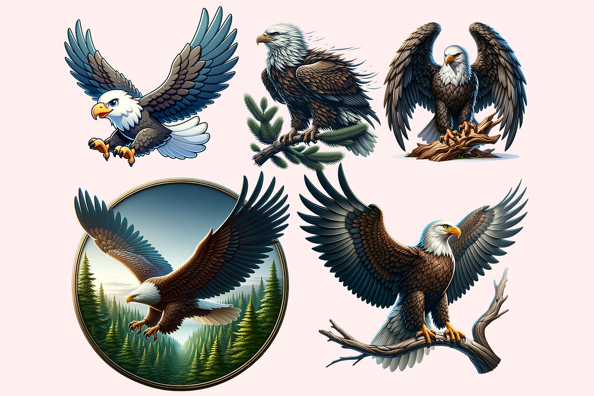 Eagle Clipart PNG Bundle, an Illustration by M9 Design (Photo 2 of 7)