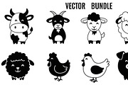 Cute Farm Animal Silhouette Bundle, an Illustration by hafijul (Thumbnail 47 of 51)