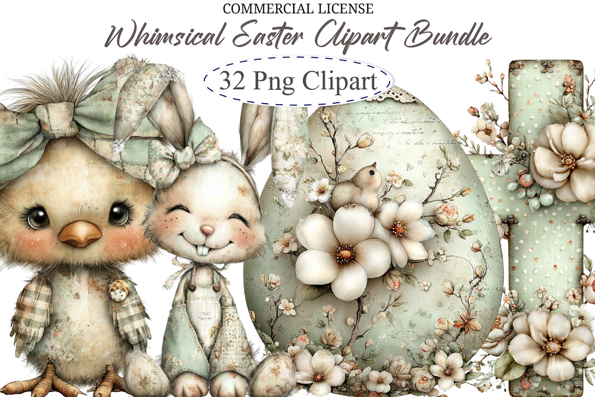 Whimsical Easter Clipart Bundle, an Illustration by designcity5 (Photo 1 of 5)