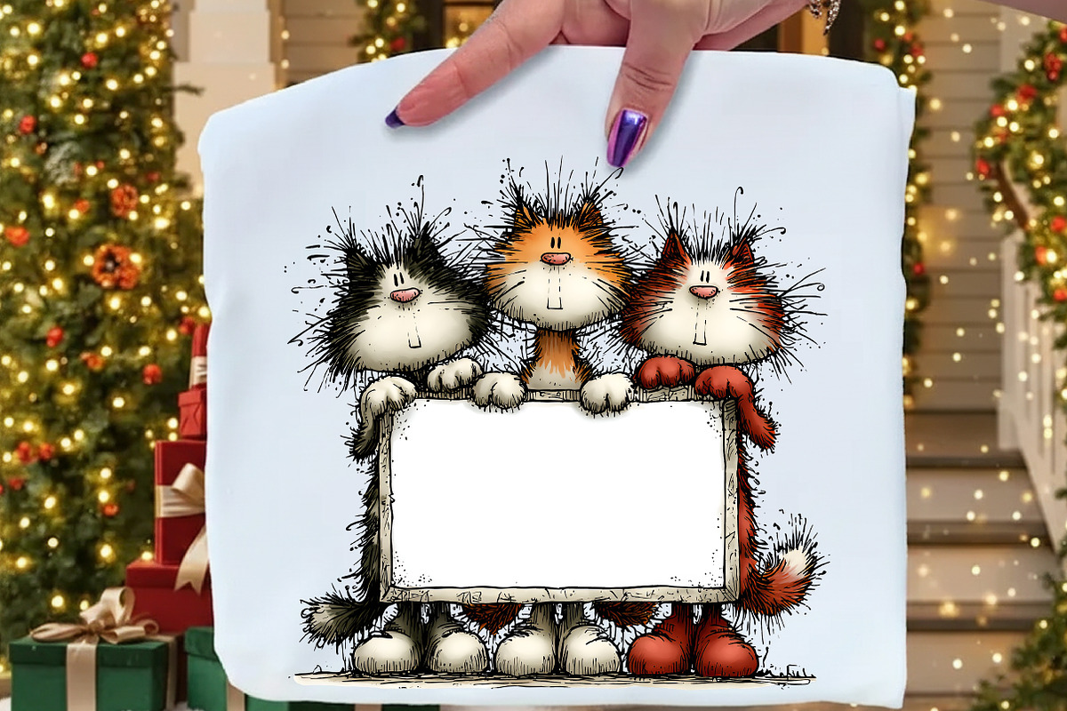Christmas Whimsical Cats Clipart, an Illustration by Craft Nest (Photo 7 of 10)
