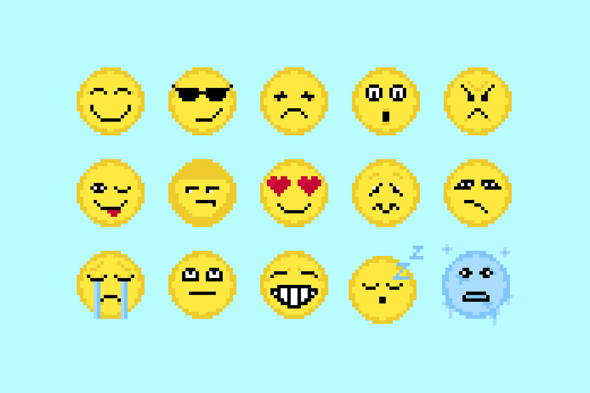 Pixel Art Emoji Icons, a Solid Icon by barsrsind