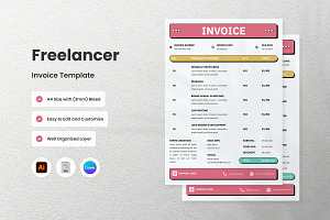 3 Set Freelancer Invoice Template V3, a Print Template by twinstd