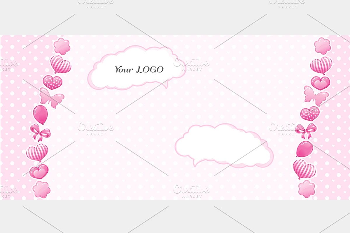 SET / 5 / Child pink templates, a Decorative Illustration by Nadin_Lebedeva (Photo 3 of 7)