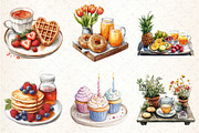 Watercolor Breakfast Tray Clipart, an Illustration by DreamCafeArt (Thumbnail 4 of 7)