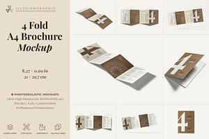 4 Fold A4 Brochure Mockup