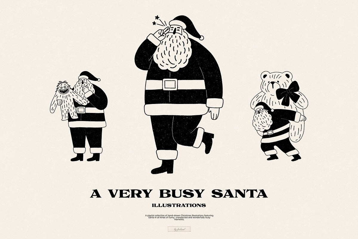 A Very Busy Santa Illustrations, a Seasonal Illustration by Feelsoul (Photo 1 of 10)