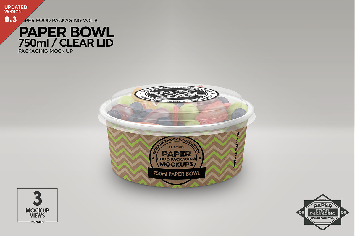 750ml Paper Bowl Clear Lid Mockup, a Packaging Mockup by INCDesign (Photo 2 of 7)