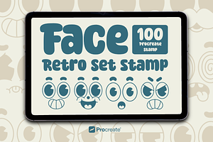 Face Retro Procreate Stamp
