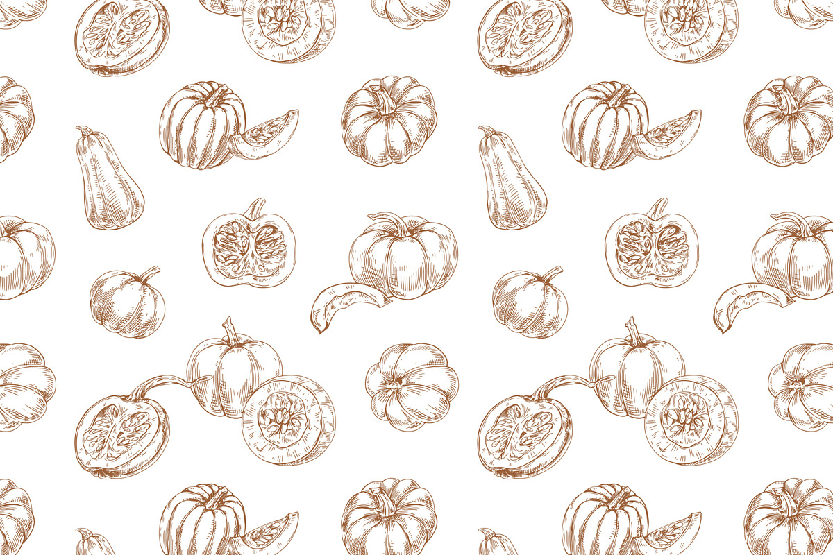 Pumpkins, autumn seamless patterns, a Pattern Graphic by Good Studio (Photo 3 of 9)