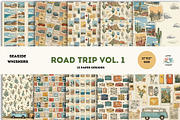 Road Trip Digital Paper Pack Vol. 1, a Transportation Illustration by Seaside Whiskers (Thumbnail 1 of 4)