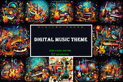Digital Music Themed Background, a Background Graphic by Printable Treasure (Thumbnail 1 of 4)