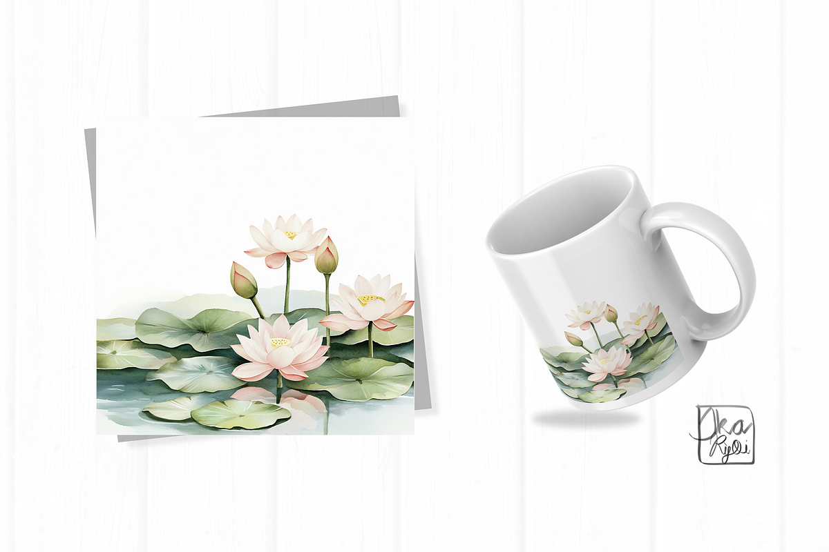 Aesthetic Lotus Flower Art, a Graphic by ikarifq shop (Photo 3 of 4)