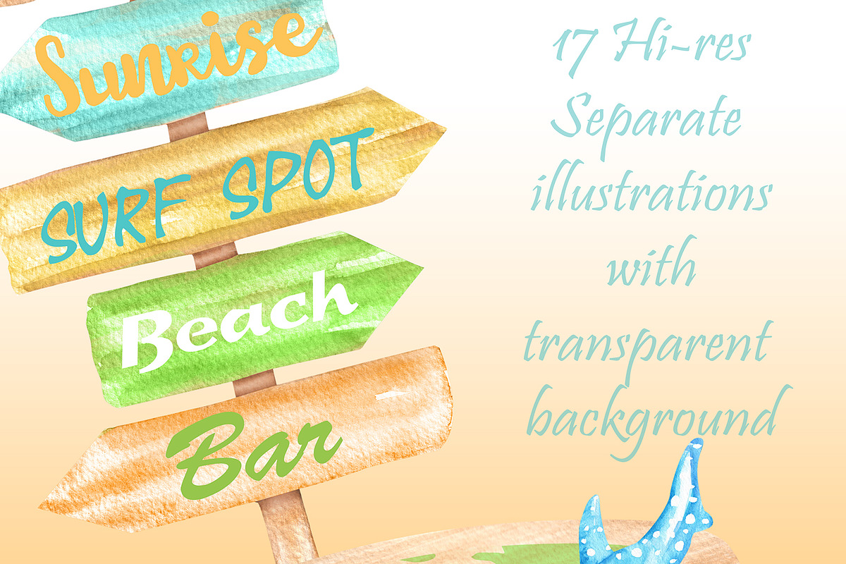 Camper van and surf boards cliparts, an Illustration by Sweet sweet design (Photo 7 of 7)