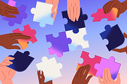 Team connecting puzzle pieces, a Decorative Illustration by PaperTrident (Thumbnail 2 of 3)