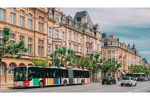 Luxembourg. Bus on Bus stop near, an Architecture Photo by Our Amazing World