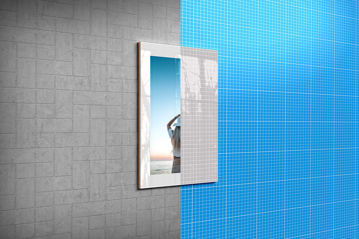 Glass Poster Canvas Mockup - 6 views, an Advertising Mockup by Illusiongraphic (Photo 8 of 18)