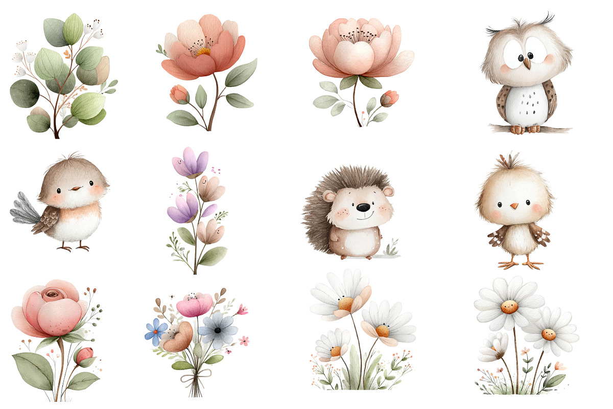 Watercolor Spring Nursery Clipart, an Illustration by Designworld (Photo 4 of 6)