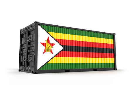 Container with flag of Zimbabwe